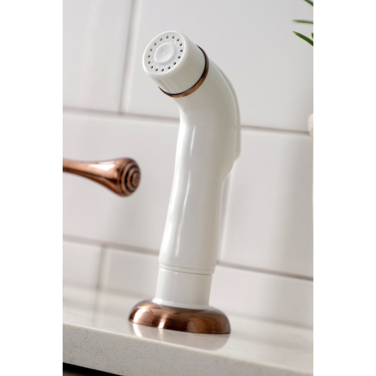 KB716BL Two-Handle 4-Hole Deck Mount 8" Centerset Kitchen Faucet with Side Sprayer, Antique Copper