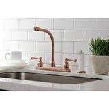 KB716BL Two-Handle 4-Hole Deck Mount 8" Centerset Kitchen Faucet with Side Sprayer, Antique Copper