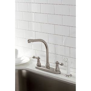 American Classic KB718ACL Two-Handle 4-Hole Deck Mount 8" Centerset Kitchen Faucet with Side Sprayer, Brushed Nickel