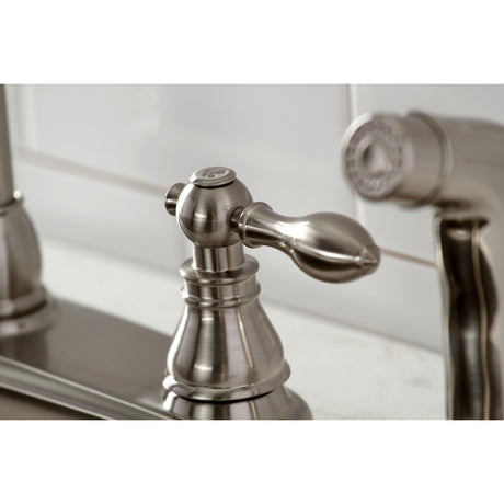 American Classic KB718ACLSP Two-Handle 4-Hole Deck Mount 8" Centerset Kitchen Faucet with Side Sprayer, Brushed Nickel