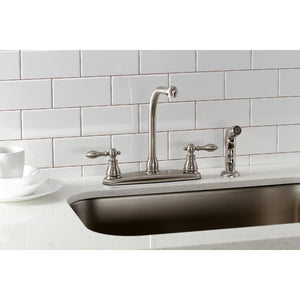 American Classic KB718ACLSP Two-Handle 4-Hole Deck Mount 8" Centerset Kitchen Faucet with Side Sprayer, Brushed Nickel