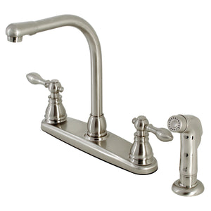 American Classic KB718ACLSP Two-Handle 4-Hole Deck Mount 8" Centerset Kitchen Faucet with Side Sprayer, Brushed Nickel