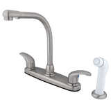 Legacy KB718LL Two-Handle 4-Hole Deck Mount 8" Centerset Kitchen Faucet with Side Sprayer, Brushed Nickel