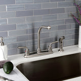 Restoration KB718RXLSP Two-Handle 4-Hole Deck Mount 8" Centerset Kitchen Faucet with Side Sprayer, Brushed Nickel