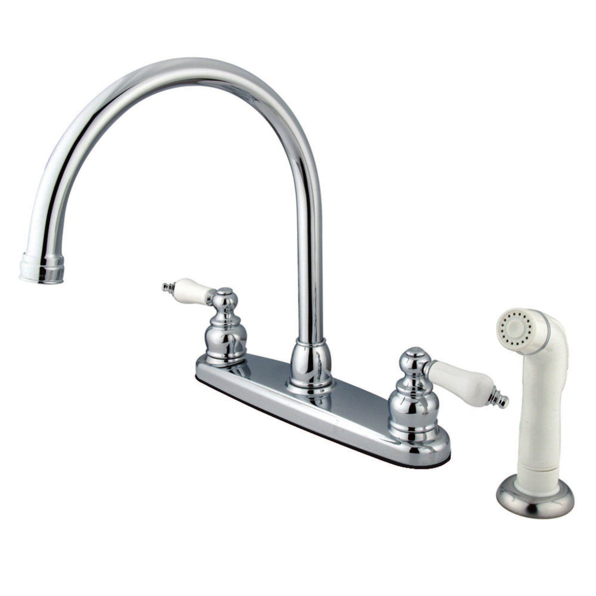 Vintage KB721 Two-Handle 4-Hole Deck Mount 8" Centerset Kitchen Faucet with Side Sprayer, Polished Chrome