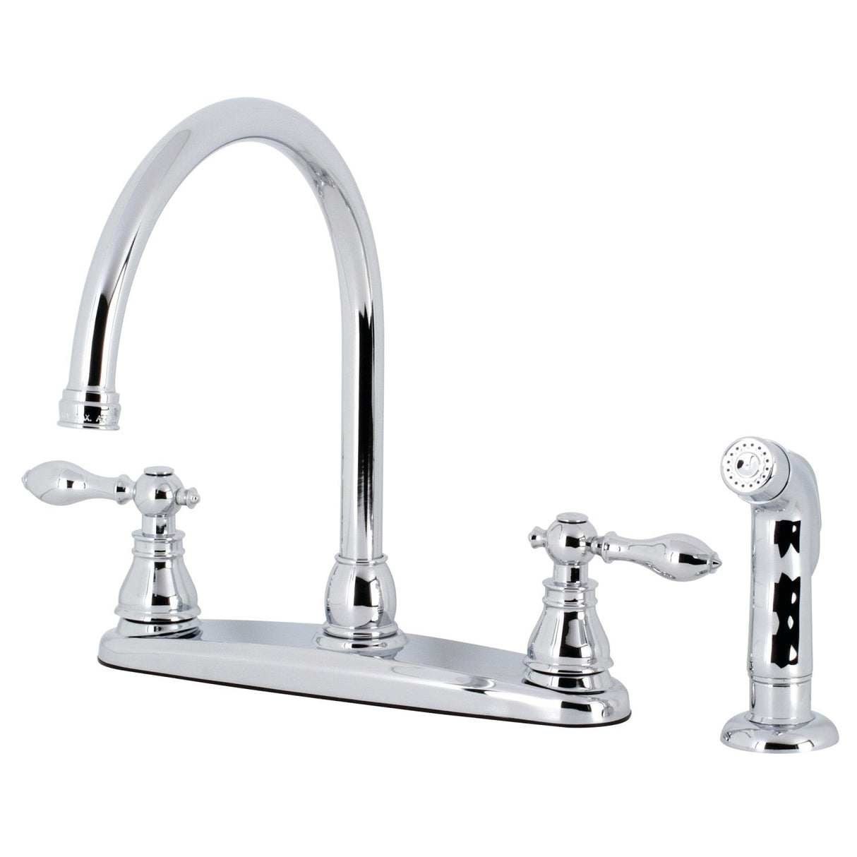 American Classic KB721ACLSP Two-Handle 4-Hole Deck Mount 8" Centerset Kitchen Faucet with Side Sprayer, Polished Chrome