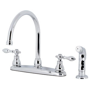 American Classic KB721ACLSP Two-Handle 4-Hole Deck Mount 8" Centerset Kitchen Faucet with Side Sprayer, Polished Chrome