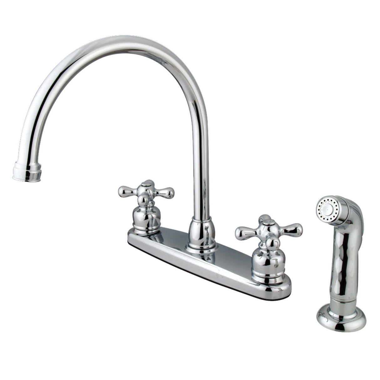 Vintage KB721AXSP Two-Handle 4-Hole Deck Mount 8" Centerset Kitchen Faucet with Side Sprayer, Polished Chrome