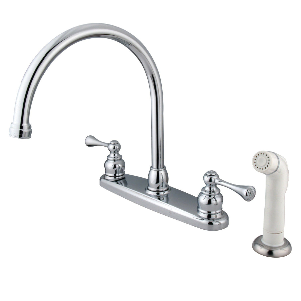 Vintage KB721BL Two-Handle 4-Hole Deck Mount 8" Centerset Kitchen Faucet with Side Sprayer, Polished Chrome