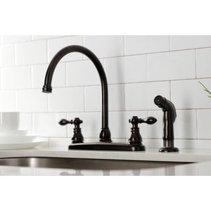 American Classic KB725ACLSP Two-Handle 4-Hole Deck Mount 8" Centerset Kitchen Faucet with Side Sprayer, Oil Rubbed Bronze