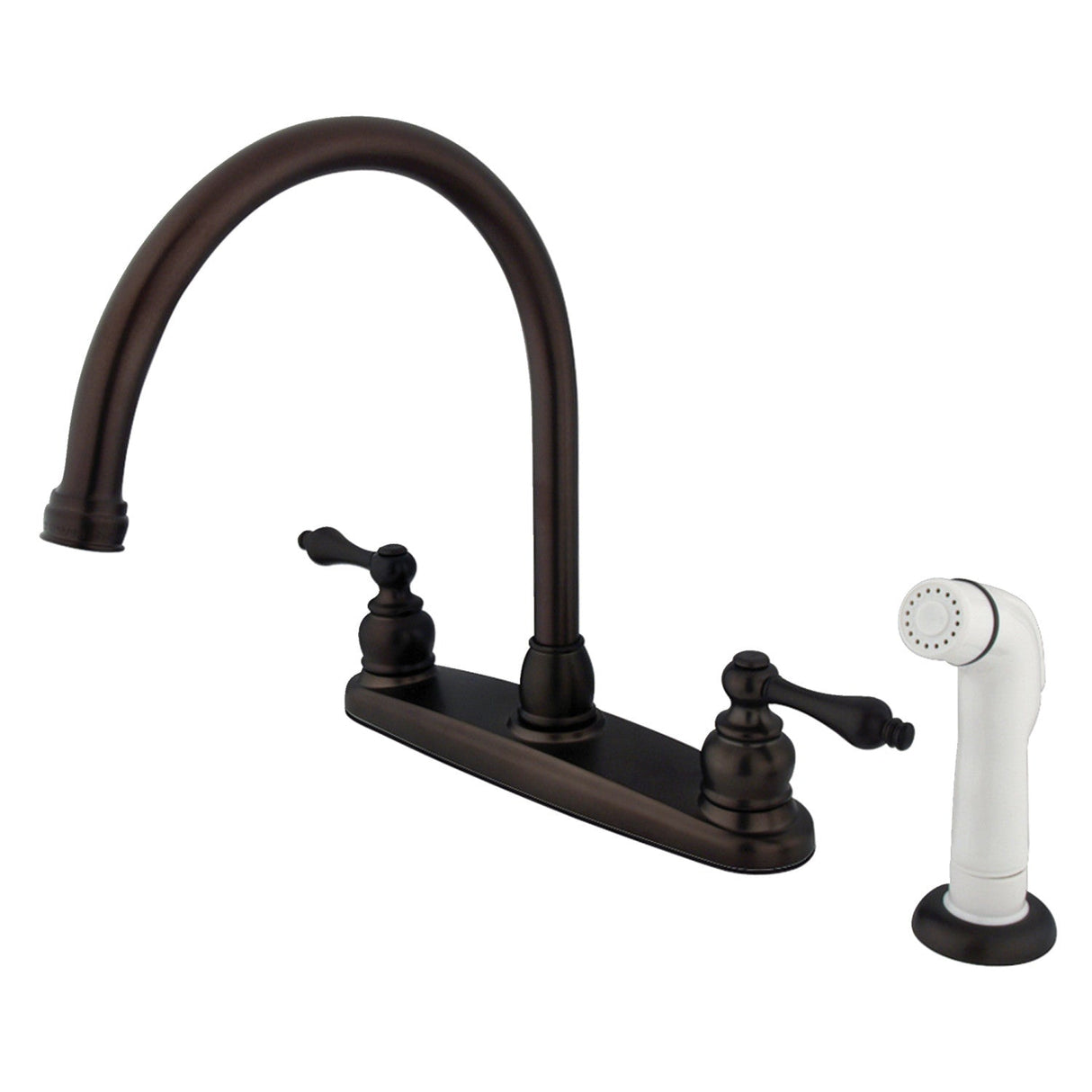 Vintage KB725AL Two-Handle 4-Hole Deck Mount 8" Centerset Kitchen Faucet with Side Sprayer, Oil Rubbed Bronze