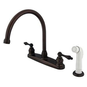 Vintage KB725AL Two-Handle 4-Hole Deck Mount 8" Centerset Kitchen Faucet with Side Sprayer, Oil Rubbed Bronze