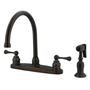 Vintage KB725BLBS Two-Handle 4-Hole Deck Mount 8" Centerset Kitchen Faucet with Side Sprayer, Oil Rubbed Bronze