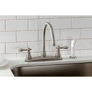 American Classic KB728ACL Two-Handle 4-Hole Deck Mount 8" Centerset Kitchen Faucet with Side Sprayer, Brushed Nickel