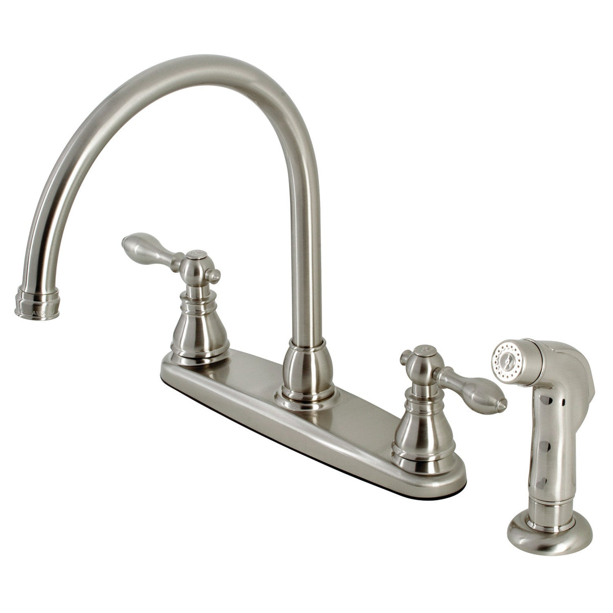 American Classic KB728ACLSP Two-Handle 4-Hole Deck Mount 8" Centerset Kitchen Faucet with Side Sprayer, Brushed Nickel