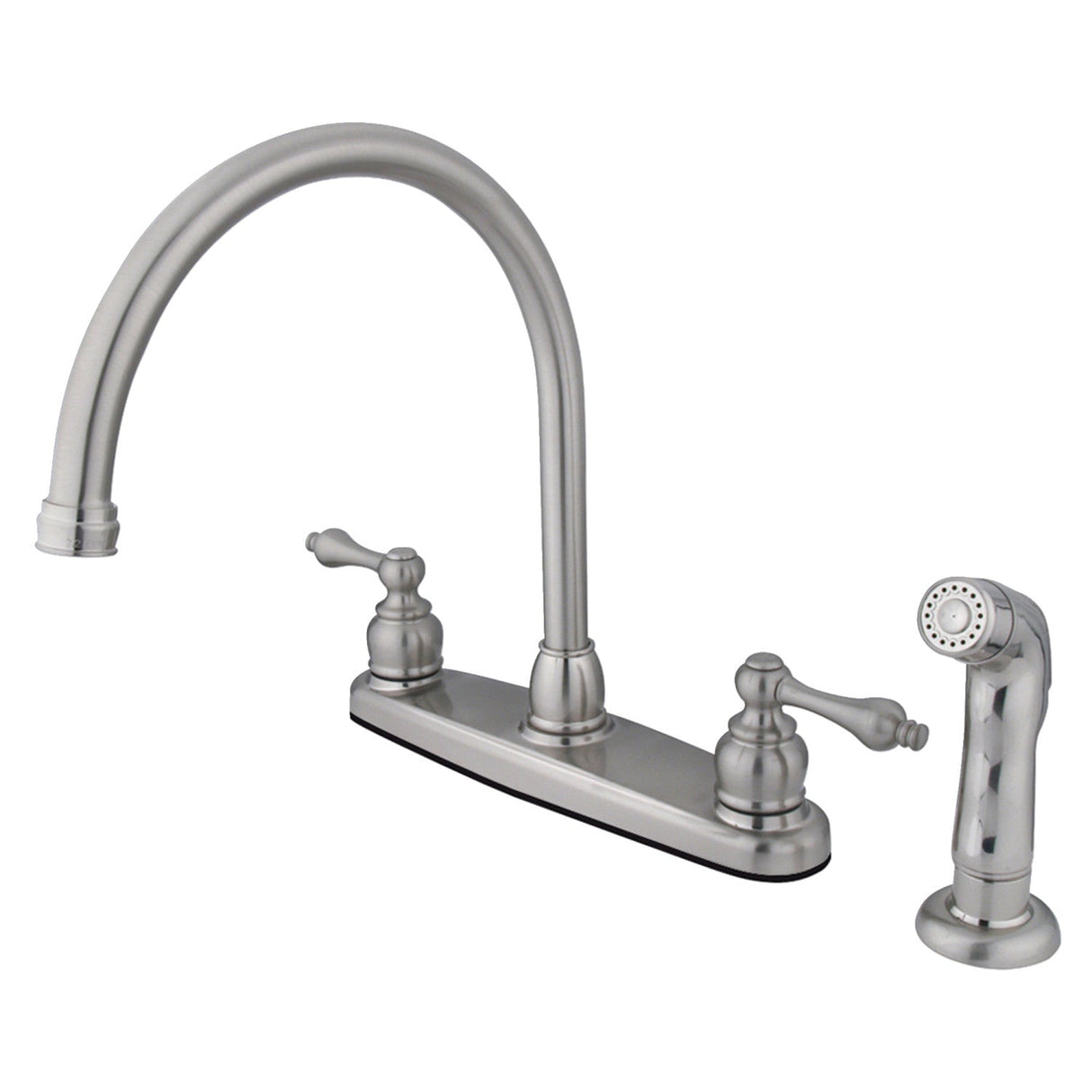 Vintage KB728ALSP Two-Handle 4-Hole Deck Mount 8" Centerset Kitchen Faucet with Side Sprayer, Brushed Nickel