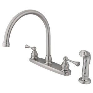 Vintage KB728BLSP Two-Handle 4-Hole Deck Mount 8" Centerset Kitchen Faucet with Side Sprayer, Brushed Nickel