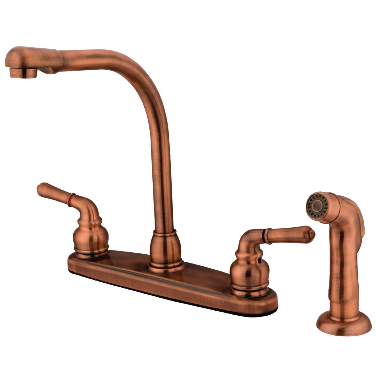 Magellan KB756SP Two-Handle 4-Hole Deck Mount 8" Centerset Kitchen Faucet with Side Sprayer, Antique Copper