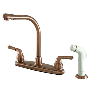 Magellan KB756 Two-Handle 4-Hole Deck Mount 8" Centerset Kitchen Faucet with Side Sprayer, Antique Copper