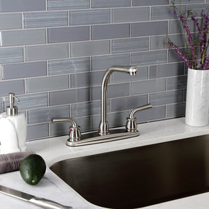 Restoration KB758RXLLS Two-Handle 2-Hole Deck Mount 8" Centerset Kitchen Faucet, Brushed Nickel