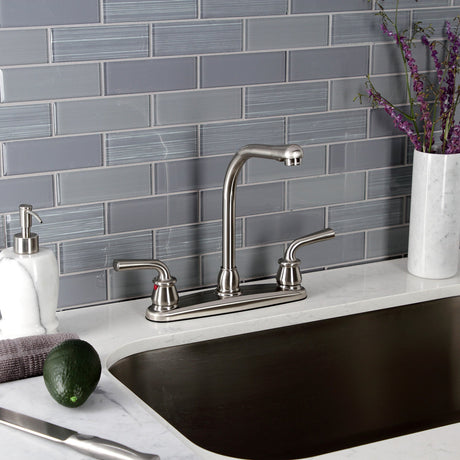 Restoration KB758RXLLS Two-Handle 2-Hole Deck Mount 8" Centerset Kitchen Faucet, Brushed Nickel
