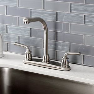 Restoration KB758RXLLS Two-Handle 2-Hole Deck Mount 8" Centerset Kitchen Faucet, Brushed Nickel