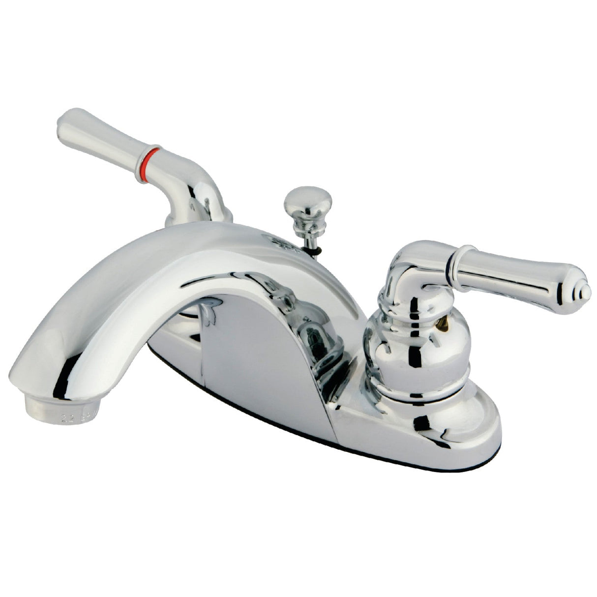 Naples KB7641NML Two-Handle 3-Hole Deck Mount 4" Centerset Bathroom Faucet with Plastic Pop-Up, Polished Chrome