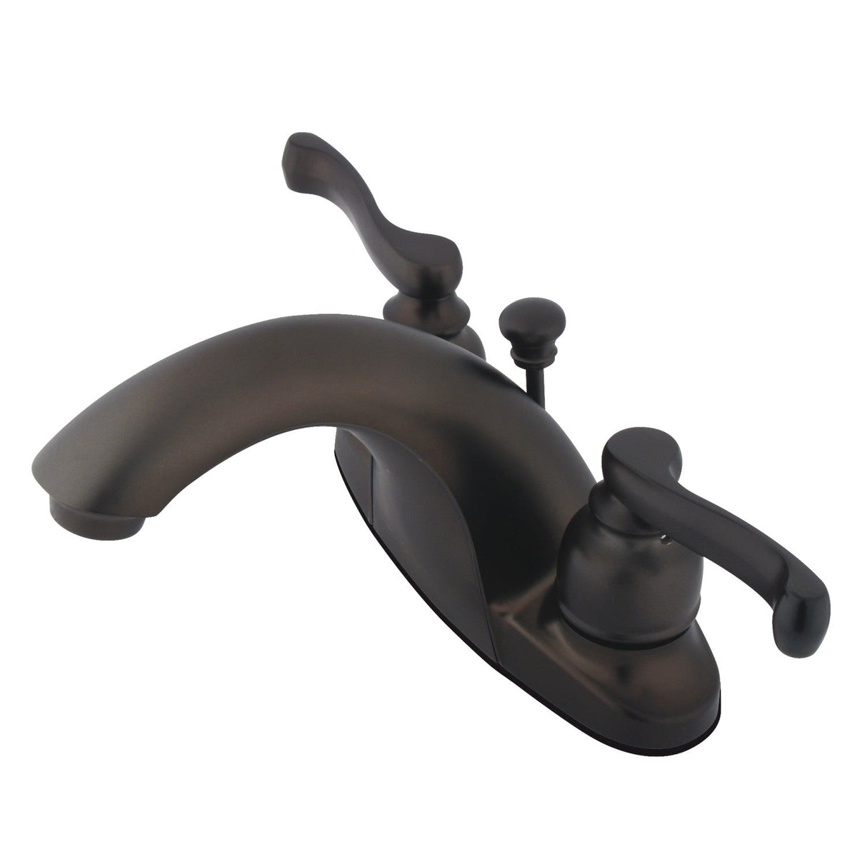 KB7645FL Two-Handle 3-Hole Deck Mount 4" Centerset Bathroom Faucet with Plastic Pop-Up, Oil Rubbed Bronze