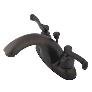 KB7645FL Two-Handle 3-Hole Deck Mount 4" Centerset Bathroom Faucet with Plastic Pop-Up, Oil Rubbed Bronze
