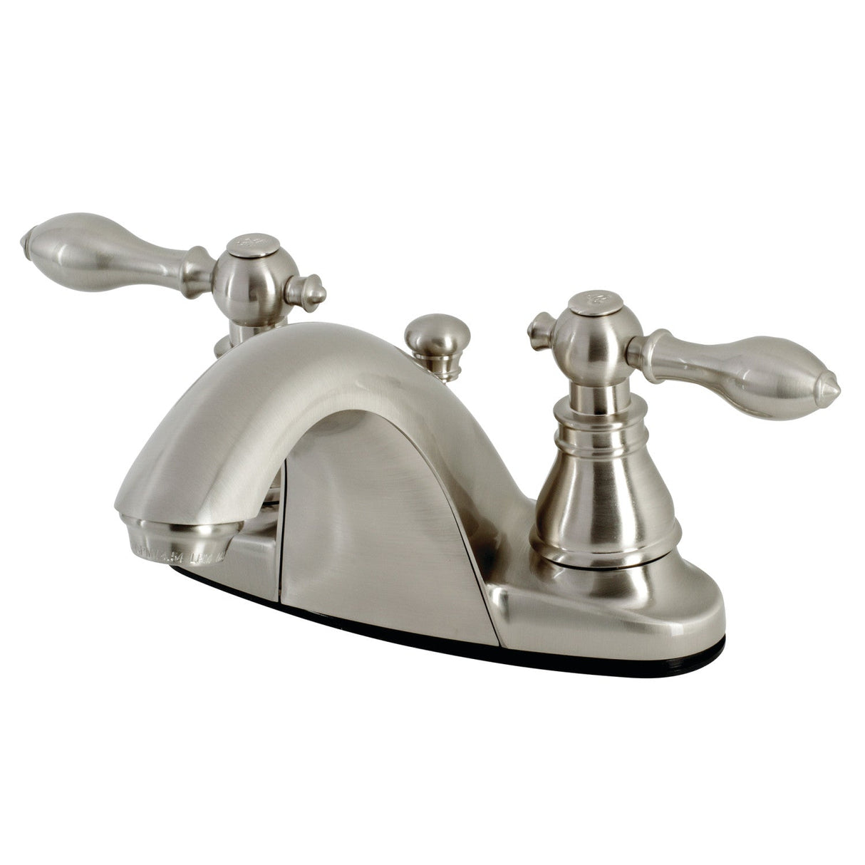 American Classic KB7648ACL Two-Handle 3-Hole Deck Mount 4" Centerset Bathroom Faucet with Plastic Pop-Up, Brushed Nickel