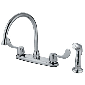 Vista KB782SP Two-Handle 4-Hole Deck Mount 8" Centerset Kitchen Faucet with Side Sprayer, Polished Chrome