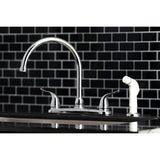Yosemite KB791YL Two-Handle 4-Hole Deck Mount 8" Centerset Kitchen Faucet with Side Sprayer, Polished Chrome