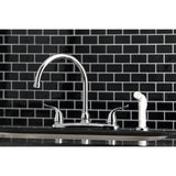 Yosemite KB791YL Two-Handle 4-Hole Deck Mount 8" Centerset Kitchen Faucet with Side Sprayer, Polished Chrome