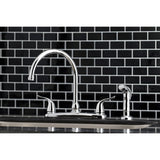 Yosemite KB791YLSP Two-Handle 4-Hole Deck Mount 8" Centerset Kitchen Faucet with Side Sprayer, Polished Chrome
