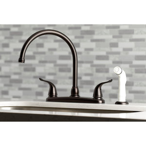 Yosemite KB795YL Two-Handle 4-Hole Deck Mount 8" Centerset Kitchen Faucet with Side Sprayer, Oil Rubbed Bronze
