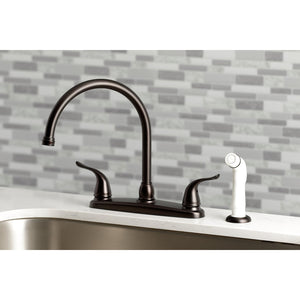 Yosemite KB795YL Two-Handle 4-Hole Deck Mount 8" Centerset Kitchen Faucet with Side Sprayer, Oil Rubbed Bronze