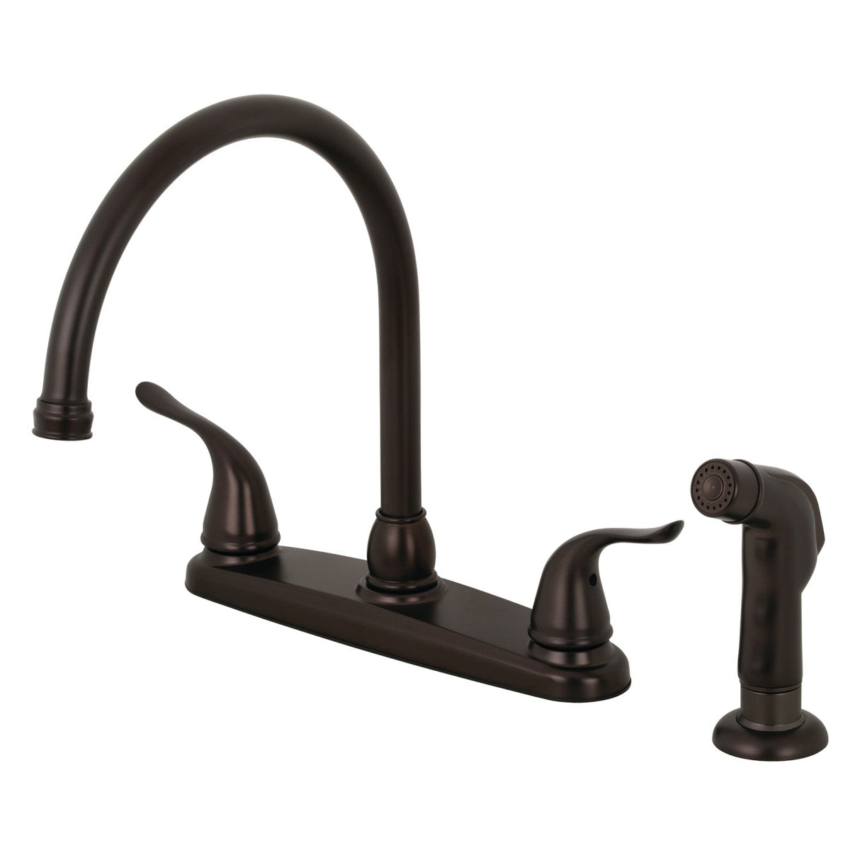 Yosemite KB795YLSP Two-Handle 4-Hole Deck Mount 8" Centerset Kitchen Faucet with Side Sprayer, Oil Rubbed Bronze