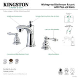Victorian KB7961AL Two-Handle 3-Hole Deck Mount Widespread Bathroom Faucet with Plastic Pop-Up, Polished Chrome