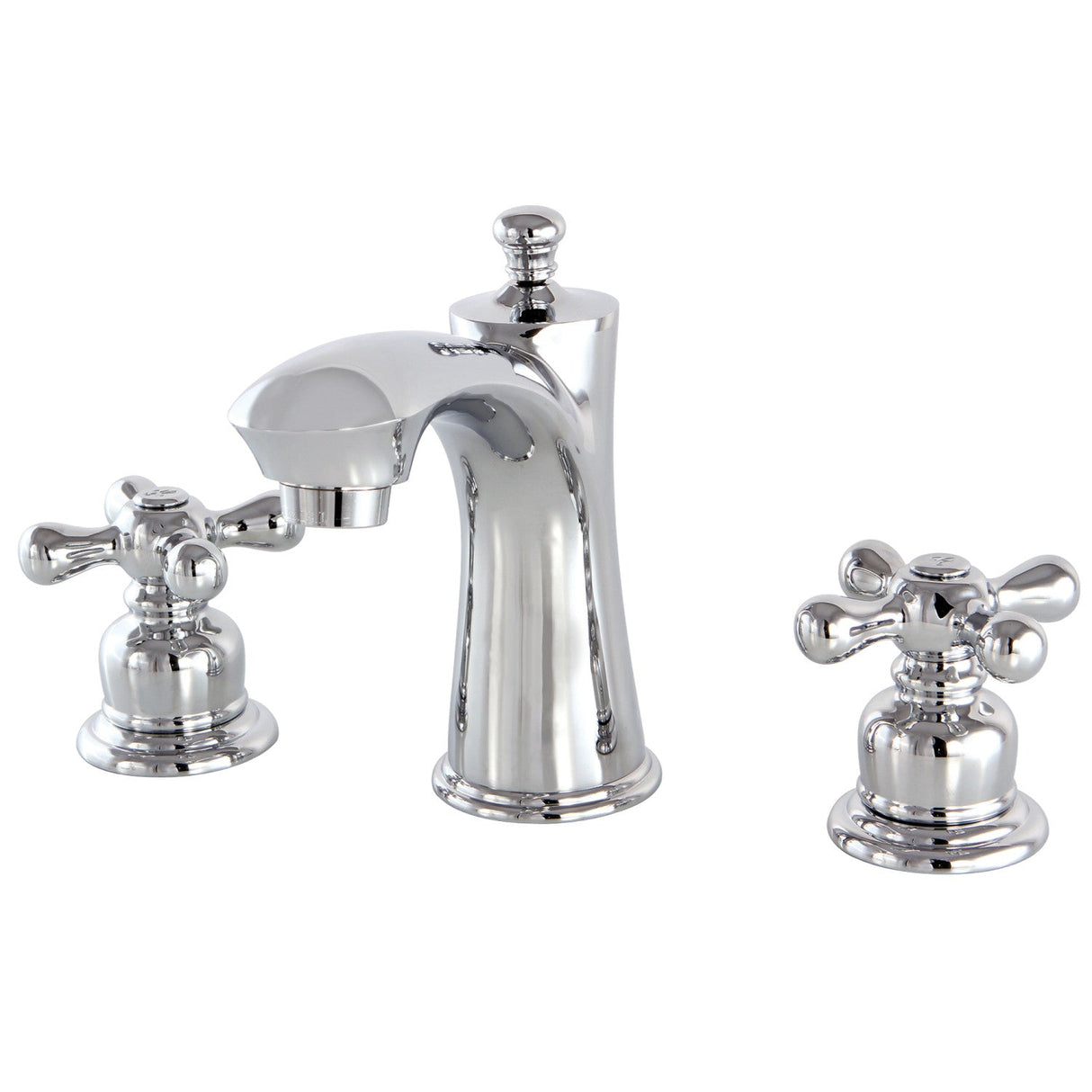 Victorian KB7961AX Two-Handle 3-Hole Deck Mount Widespread Bathroom Faucet with Plastic Pop-Up, Polished Chrome