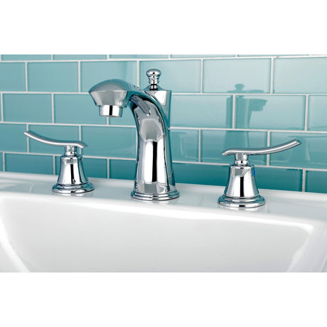 Jamestown KB7961JL Two-Handle 3-Hole Deck Mount Widespread Bathroom Faucet with Plastic Pop-Up, Polished Chrome