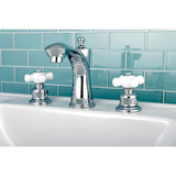 Victorian KB7961PX Two-Handle 3-Hole Deck Mount Widespread Bathroom Faucet with Plastic Pop-Up, Polished Chrome