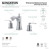 Serena KB7961SVL Two-Handle 3-Hole Deck Mount Widespread Bathroom Faucet with Pop-Up Drain, Polished Chrome