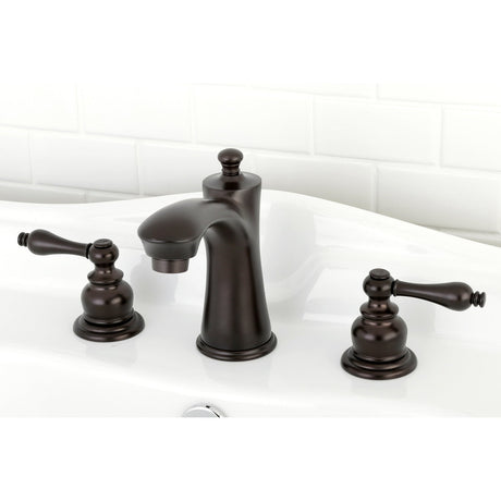 Victorian KB7965AL Two-Handle 3-Hole Deck Mount Widespread Bathroom Faucet with Plastic Pop-Up, Oil Rubbed Bronze