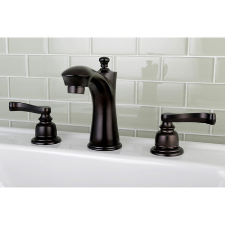 Royale KB7965FL Two-Handle 3-Hole Deck Mount Widespread Bathroom Faucet with Plastic Pop-Up, Oil Rubbed Bronze