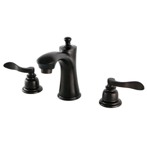 NuWave French KB7965NFL Two-Handle 3-Hole Deck Mount Widespread Bathroom Faucet with Plastic Pop-Up, Oil Rubbed Bronze