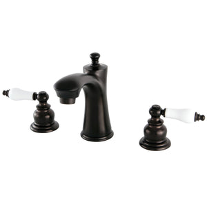 Victorian KB7965PL Two-Handle 3-Hole Deck Mount Widespread Bathroom Faucet with Plastic Pop-Up, Oil Rubbed Bronze