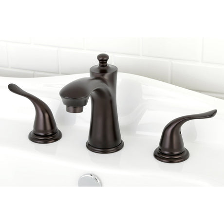 Yosemite KB7965YL Two-Handle 3-Hole Deck Mount Widespread Bathroom Faucet with Plastic Pop-Up, Oil Rubbed Bronze