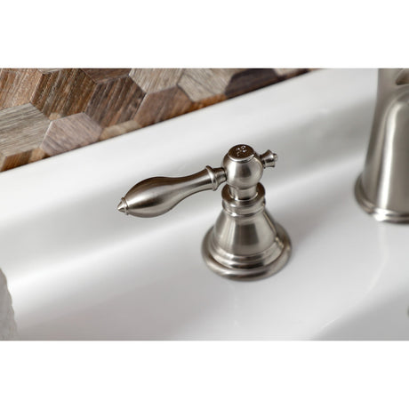 American Classic KB7968ACL Two-Handle 3-Hole Deck Mount Widespread Bathroom Faucet with Plastic Pop-Up, Brushed Nickel