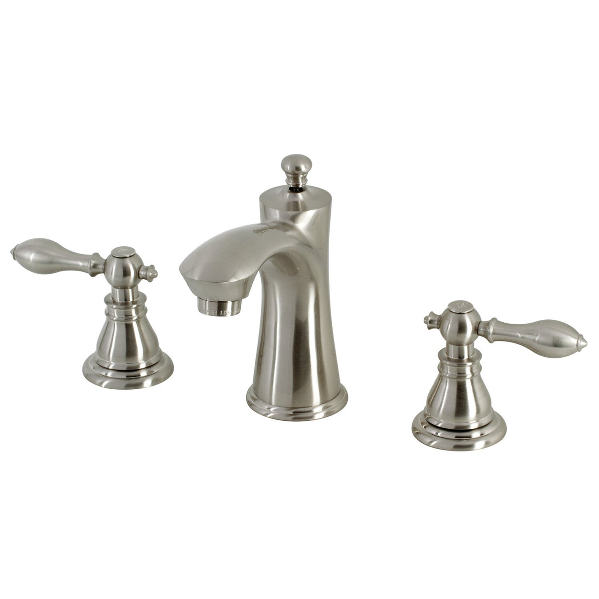 American Classic KB7968ACL Two-Handle 3-Hole Deck Mount Widespread Bathroom Faucet with Plastic Pop-Up, Brushed Nickel