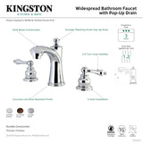 Victorian KB7968AL Two-Handle 3-Hole Deck Mount Widespread Bathroom Faucet with Plastic Pop-Up, Brushed Nickel